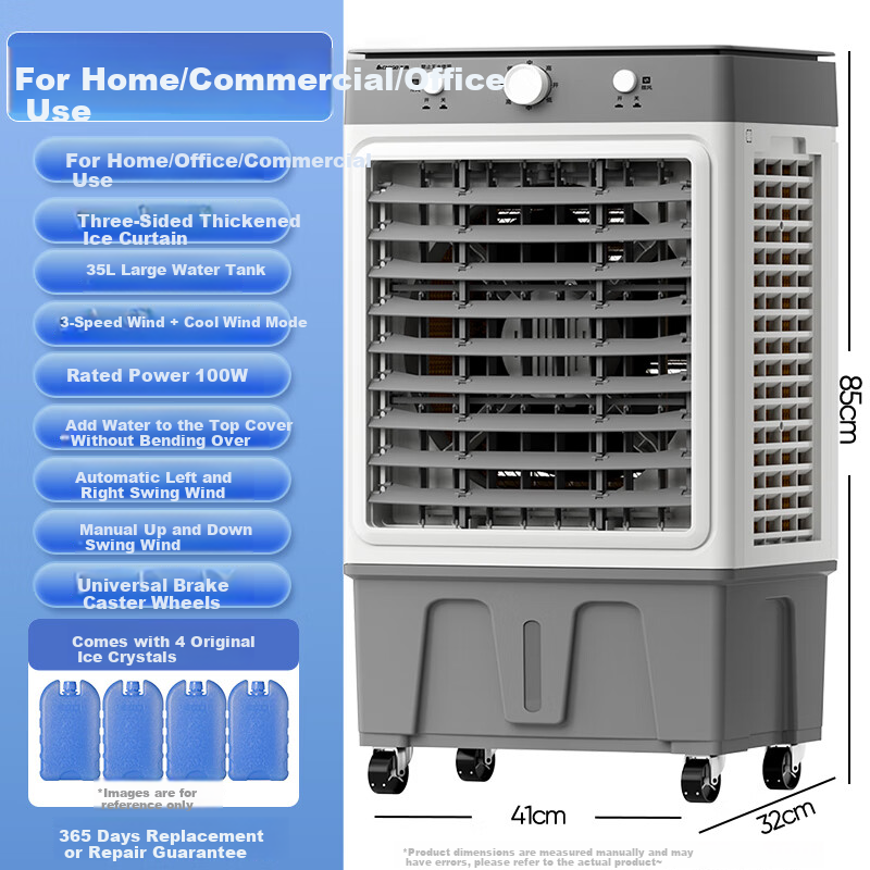 CHIGO Air Cooler Fan, Industrial Cooling Fan, Portable Water-Cooled Air Conditioner, Cooling Machine with Ice Pack, Powerful Cooling for Home And Commercial Use