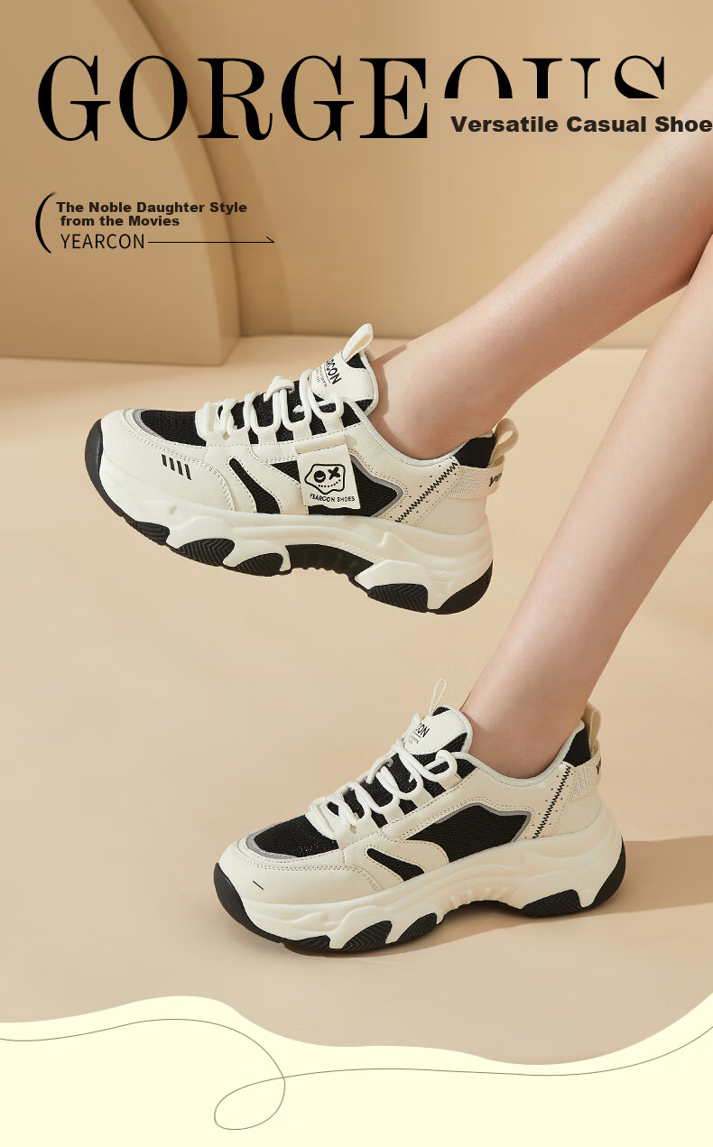 Yierkang Women's Shoes, Spring And Summer Thick-Soled Dad Shoes, Versatile Panda Shoes, Soft-Soled Comfortable Outdoor Casual Sneakers 1