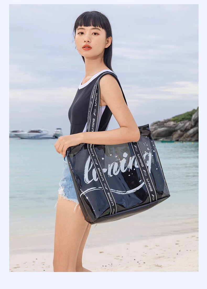 LI-NING Women's Waterproof Swim Bag Dry and Wet Separation Professional Storage Swimming Training Outdoor Shoulder Bag 725-White 12