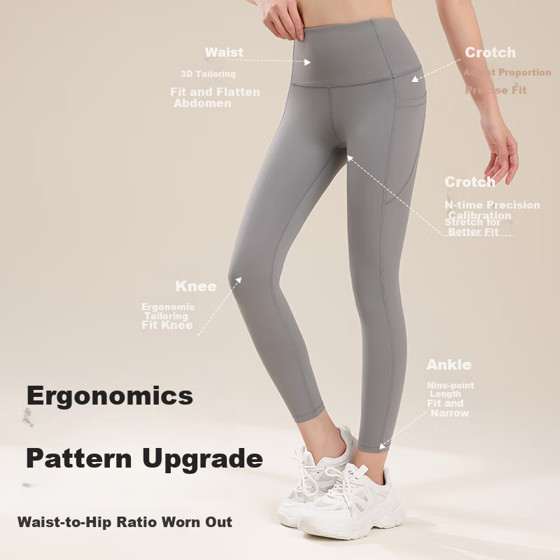 Ziyouxi Yoga High-Waisted Leggings for Women, Butt-Lifting, Naked-Feel, Outdoor Wear, Sports Shark Pants, Tight-Fitting Pilates Running Fitness Training Outfit