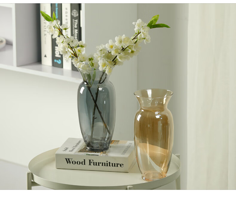 Mudingding Amber Glass Art Vase, Simple Nordic Style, High-End Decorative Water Planting Flower Birthday Gift 3