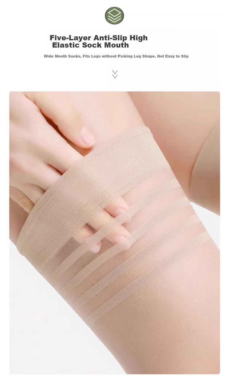 MiiOW Thigh-High Stockings for Women, Spring And Autumn Thin Style, Anti-Slip And Snag-Resistant Invisible Over-Knee Socks, Skin Color, 4 Pairs Per Pack 7