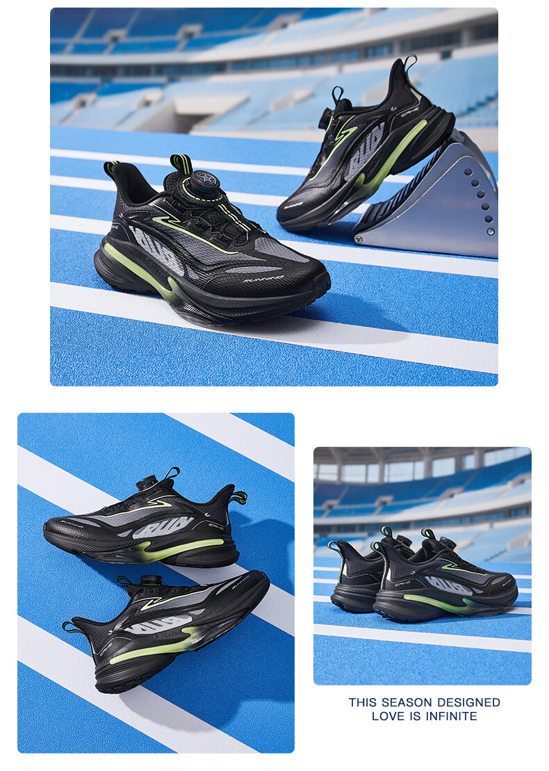ERKE Kids Running Shoes Boys and Girls Children's Durable Sports Shoes Black Size 35 14