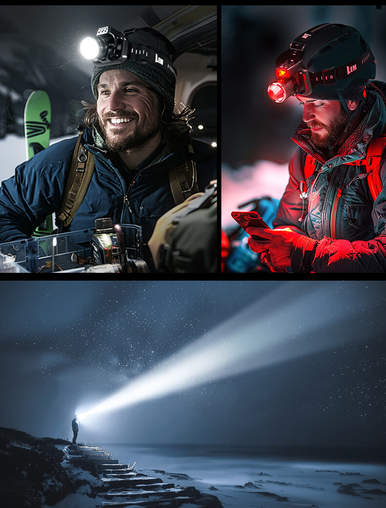 LEM Headlamp Adjustable Focus Sensor Seaside Night Fishing Head-Worn High Brightness Rechargeable Long-Range Waterproof Work Mining Lamp Fishing Light 3