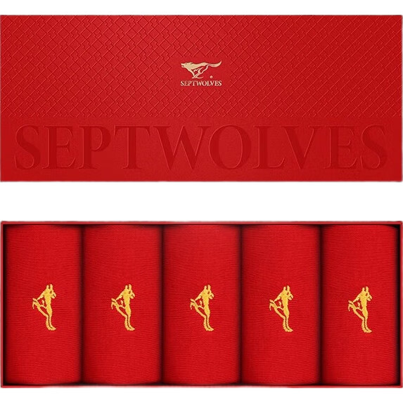 Мужские носки SEPTWOLVES, 5 пар, хлопковые, антибактериальные, средней длины, для мужчин, размер универсальный, красный