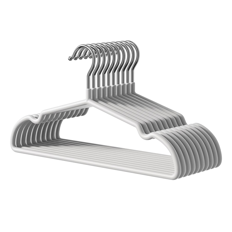 LYNN Non-Slip Coated Clothes Hangers, Dual-Use for Wet and Dry, No-Trace Metal Hangers, 10-Pack