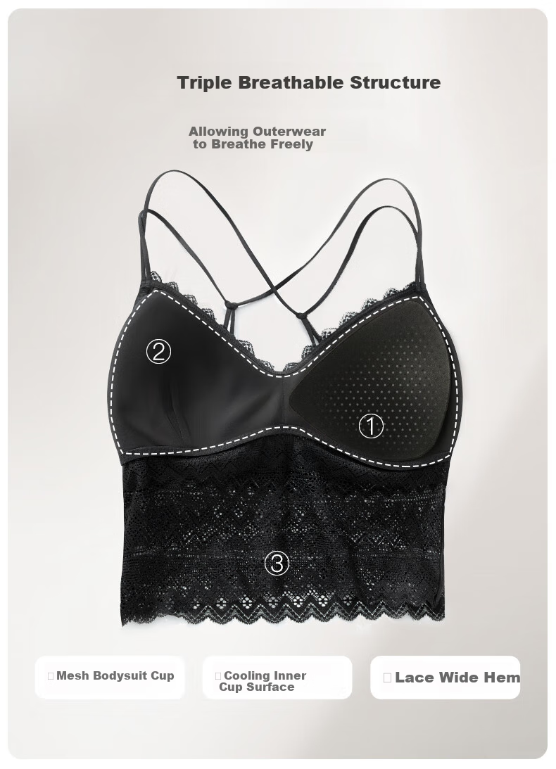 MiiOW Women's Camisole Tank Top [Lace Cross Beautiful Back] Vest Bra One-Piece Can Be Worn As Outerwear Sexy Brassiere Inner Layer 7