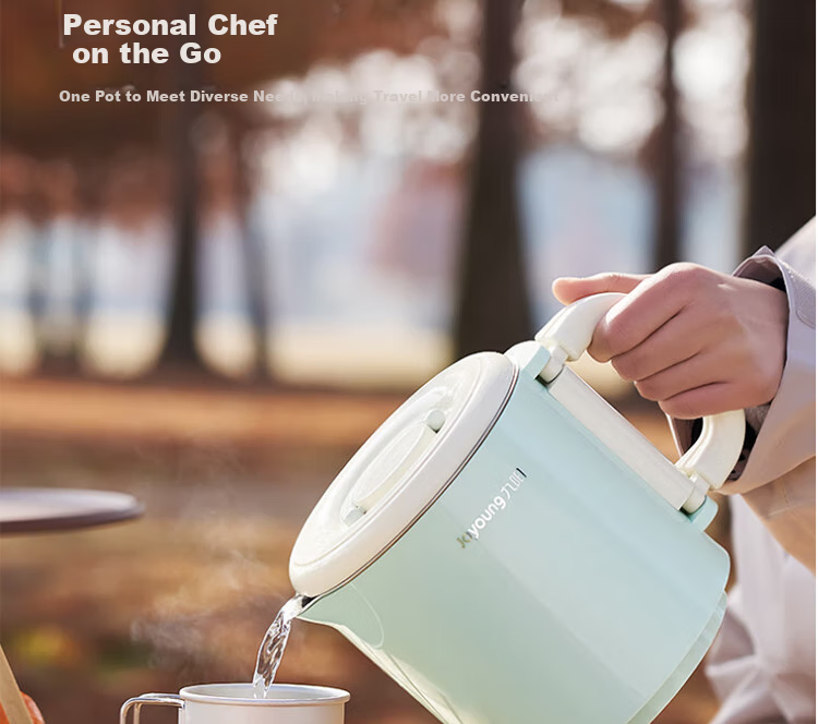 Joyoung Portable Electric Kettle, 1.2L Foldable Pot, 316L Stainless Steel Inner Pot, for Boiling Water, Hot Pot Cooking, Dormitory Use, No Glue Required, K12ED-WZ101 5