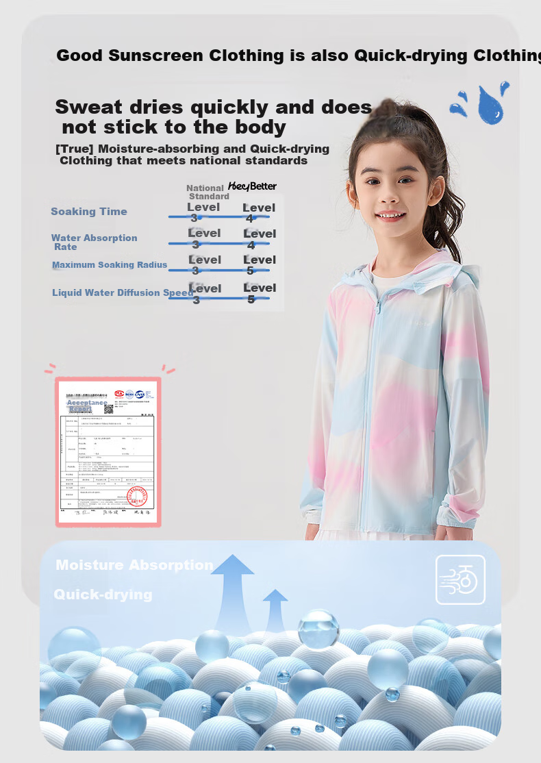 HeyBetter Children's Sun Protection Clothing, Ultra-Light, Glossy, UV-Resistant UPF50+, Full Print, Pink, Size 140 5