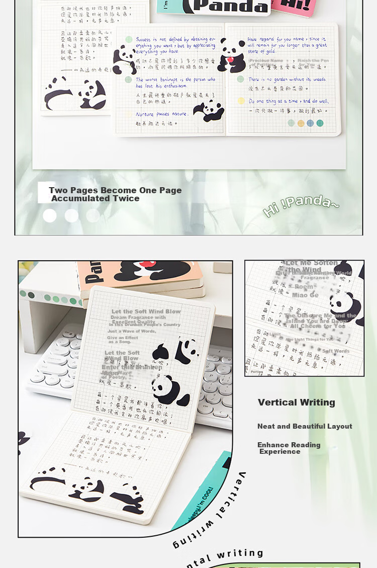 Yuhe 100 Sheets Square Notebook, Cute Cartoon Diary, Thickened Flat-Spread Error Correction Book, Student Research Notebook, Meeting Record And Schedule Book, Back-To Stationery, 4268 White 7