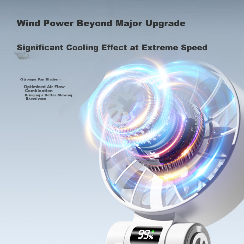 JD Jingzao Wind Treasure Handheld Mini Fan Portable Foldable Small High-Speed Energy-Saving Fan Outdoor Hanging Neck Powerful Office Desktop Fan Charging Handheld Small Fan