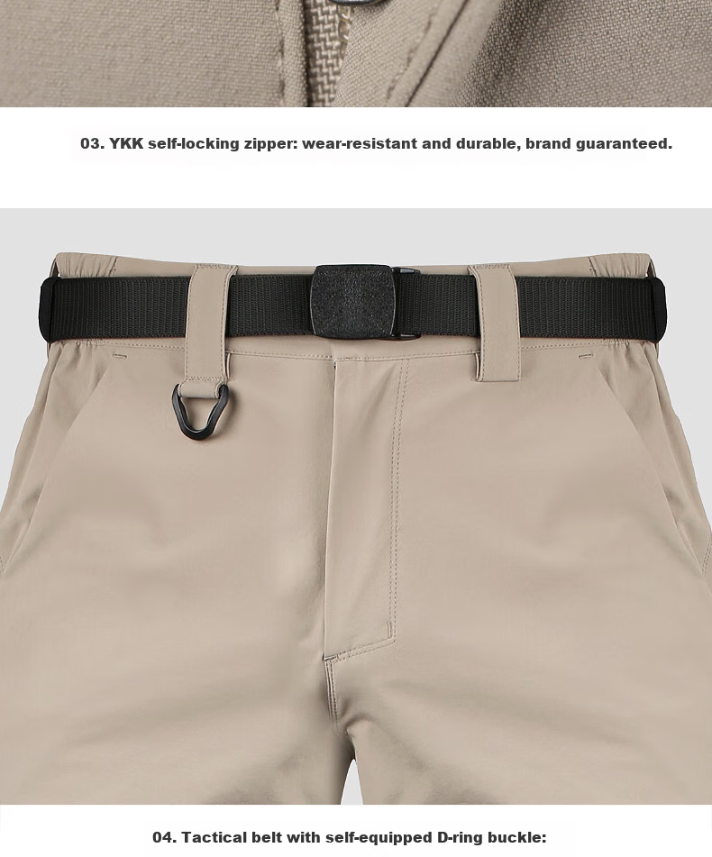 Free Soldier Peak Spring And Summer Shorts, Teflon Triple Protection Men's Cargo Shorts, Breathable Sun Protection UPF50+, Khaki, 38W/10L 24