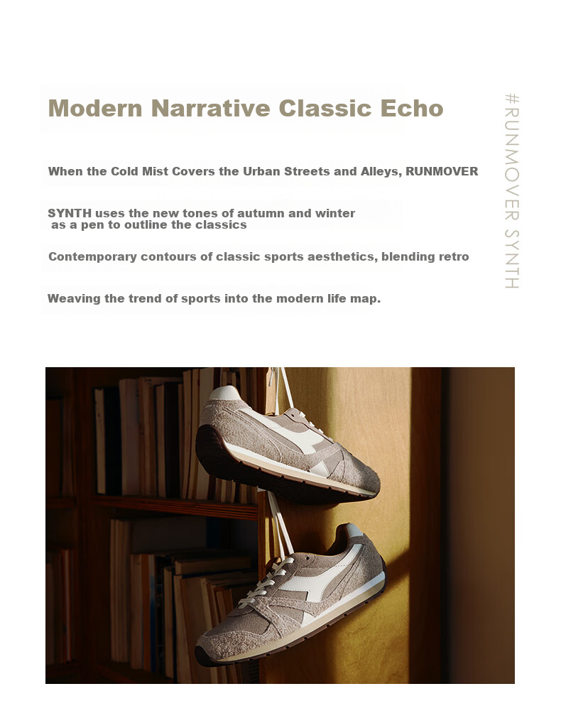 Diadora Men's And Women's Casual Shoes Runmover Synth, Gray/white/brown, Recommend Ordering Half Size Up, Size 36.5 2