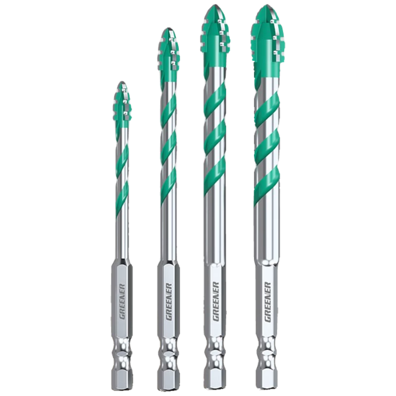 GREENER Four-Blade Serrated Eccentric Drill Bit for Tile Drilling And Concrete, Specialized for Electric Drill, Carbide, 6/8/10/12mm