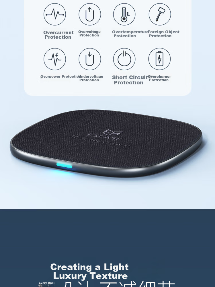 ESCASE Wireless Phone Charger, Desktop Charging Pad Base, 10W Compatible with Apple IPhone 16/15/14/13 Pro Max/Earphones, Huawei Xiaomi WBF13 Khaki Color 10