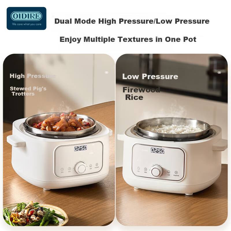 OIDIRE (Oudian) Micro-Pressure Rice Cooker, High-Pressure Electric Pressure Cooker, Dual Intelligent Modes for High And Low Pressure, Stainless Steel 3L | Non-Coated (Stainless Steel Inner Pot) · Cloud Soft White