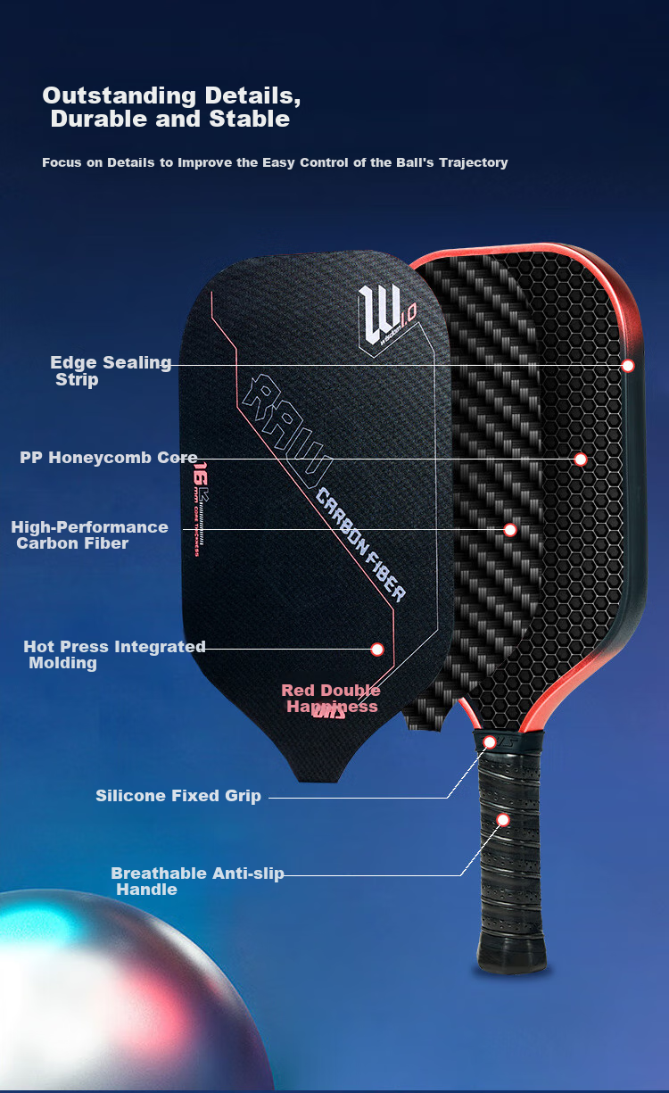 DHS Intelligent Offensive Carbon Fiber DHS Paddle Tennis Racket, Sports 3