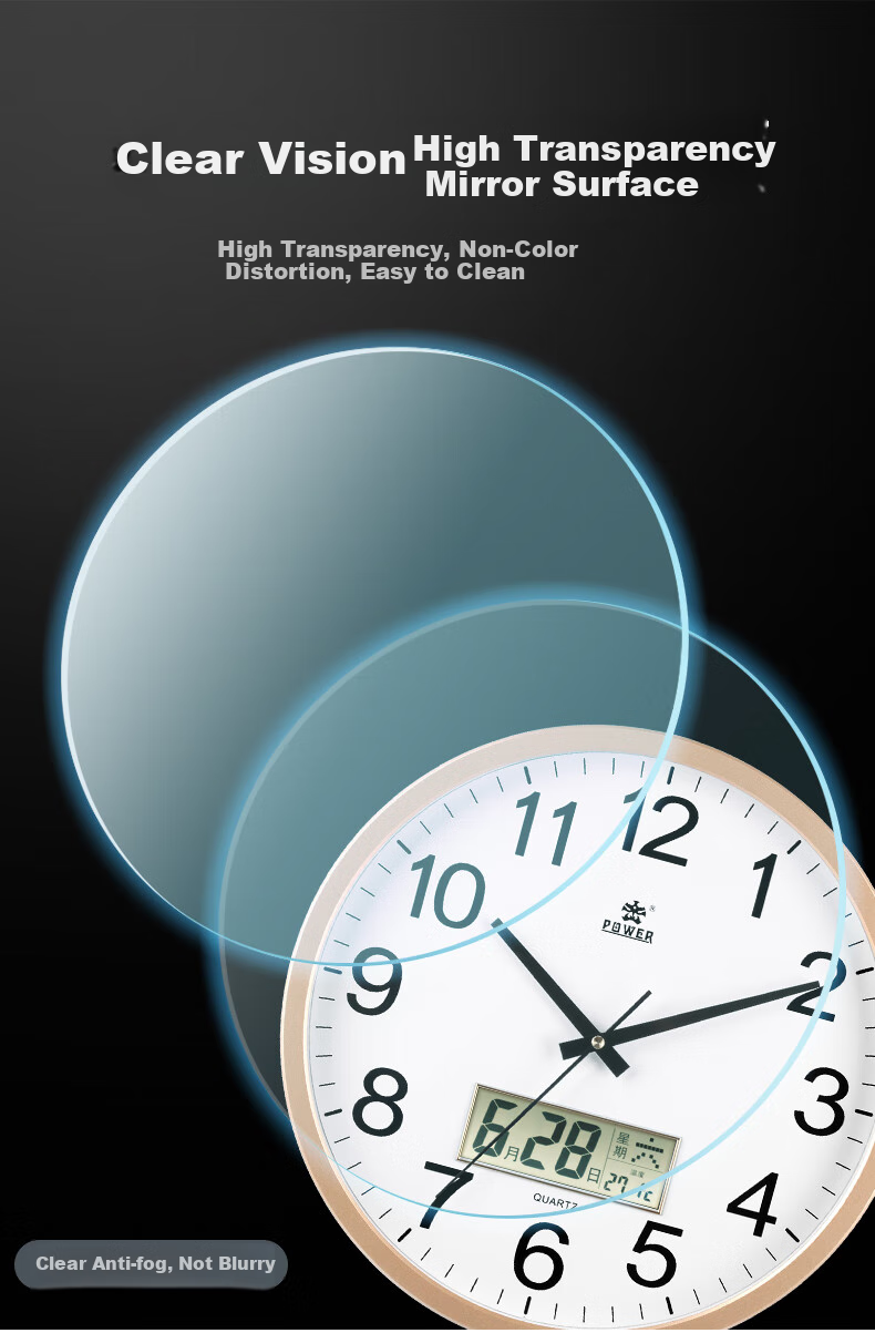POWER Bawang Wall Clock, Living Room Simple Round Clock, Wall-Mounted Quartz Clock with Calendar, 40cm Silver, BW24006F1 4