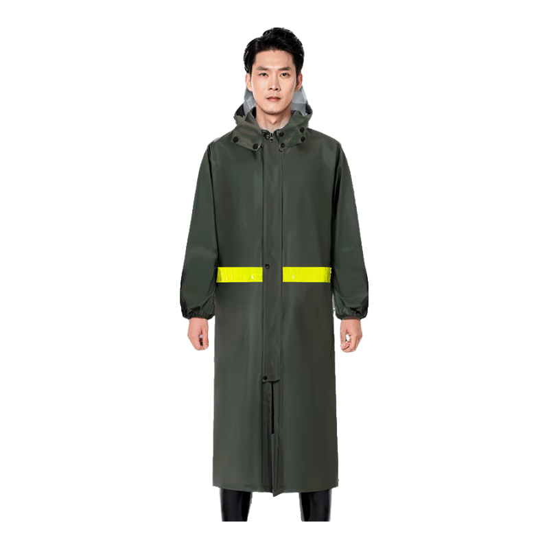 Mainoqi High-Visibility Long One-Piece Reflective Raincoat Adult Full-Body Security Outdoor Construction Heavy Rain Traffic Duty Poncho