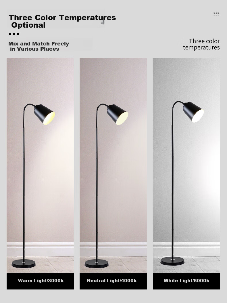 ZIDENG Floor Lamp for Living Room And Bedroom, Creative Bedside Lamp, Modern Minimalist Internet-Famous Study LED Standing Light Fixture 2