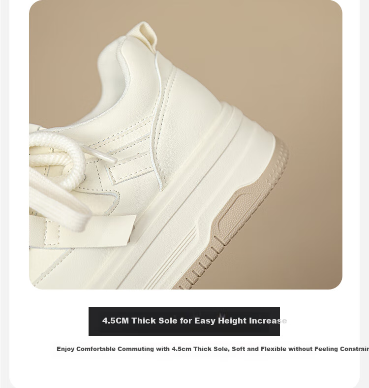 ZHR White Sneakers for Women, Thick-Soled Lightweight Versatile Height-Increasing Casual Shoes, Fashionable Simple Women's Shoes, AB22 Beige, Size 39 7