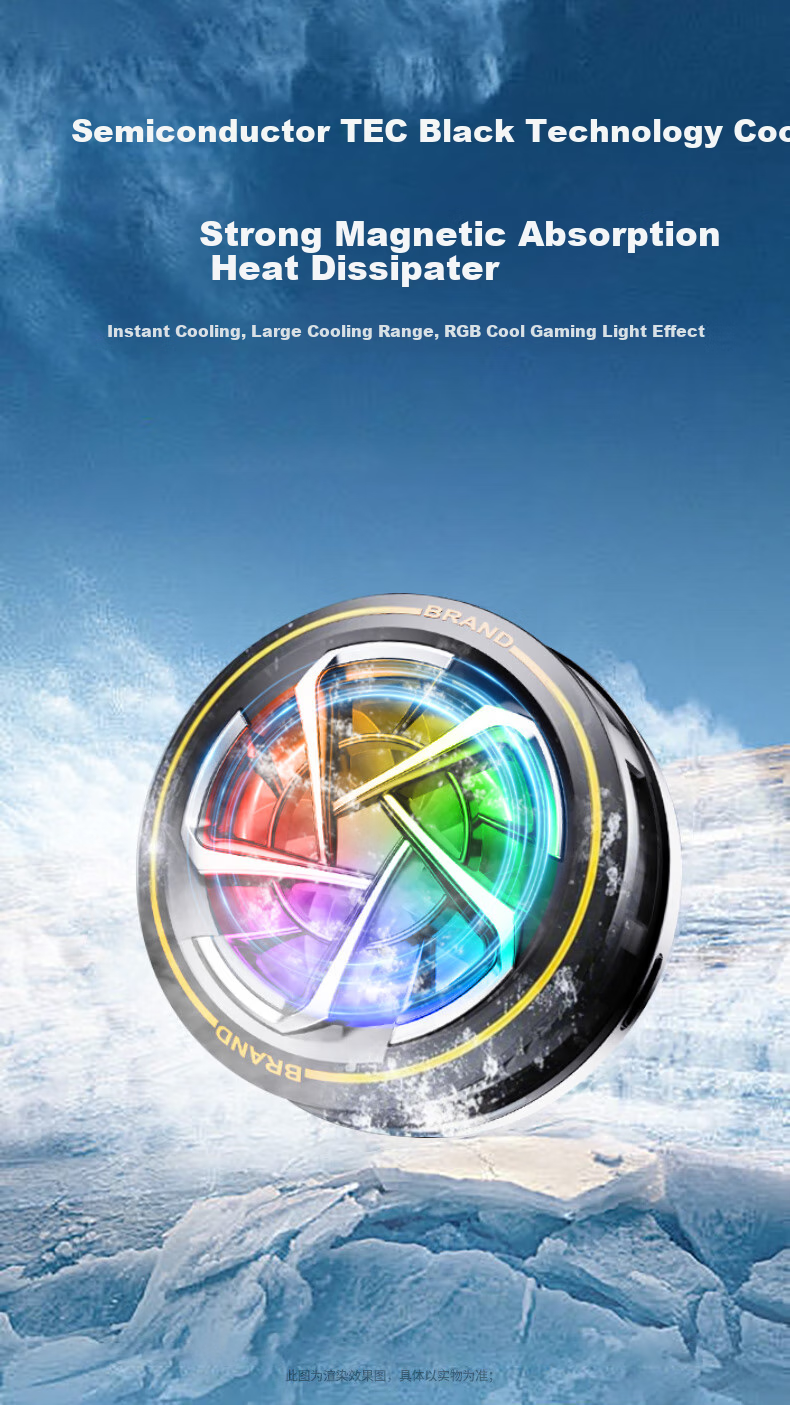Topvork Magnetic Cooling Fan for Gaming And Live Streaming, Powerful Heat Dissipation with RGB Lighting Effects, Compatible with Apple IPad Tablet DY18 Aluminum Alloy 2
