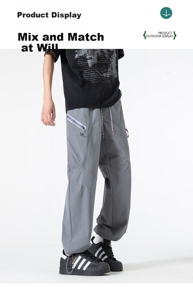 MMOPTOP Quick-Dry Tactical Pants for Men, Spring And Summer Outdoor Sports Loose Breathable Cargo Pants MIZ02 Obsidian Black L 6