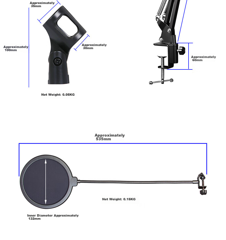 Depusheng A6 Microphone Stand Arm, Live Streaming Microphone Stand, Karaoke Recording Voiceover Live Streaming Host Condenser Microphone Anti-Spray Shockproof Stand, Desktop Universal Folding Stand, Thickened And Reinforced Professional 10