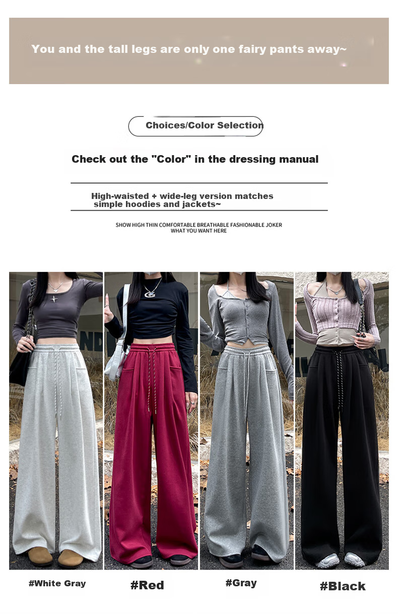 LangSha Vertical Pocket Sweatpants for Women, New Spring And Autumn 2026 Style, Slim-Fit American-Style High-Waist Loose Casual Wide-Leg Joggers 3