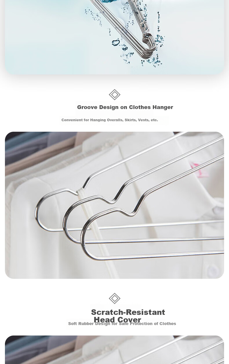Bingyou Clothes Hangers Set of 10, Stainless Steel Solid Drying Rack, Thickened Children's Clothing Hanger for Drying, 40cm Wide 4