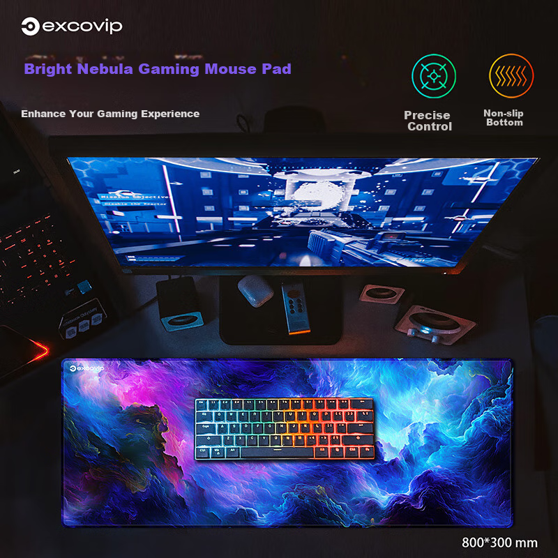 EXCO Dazzling Nebula Gaming Mouse Pad, Large Desk Mat, E-Sports Office Laptop Keyboard Mouse Pad, Thickened Student Desk Mat, Precision Edge Locking 0453 2