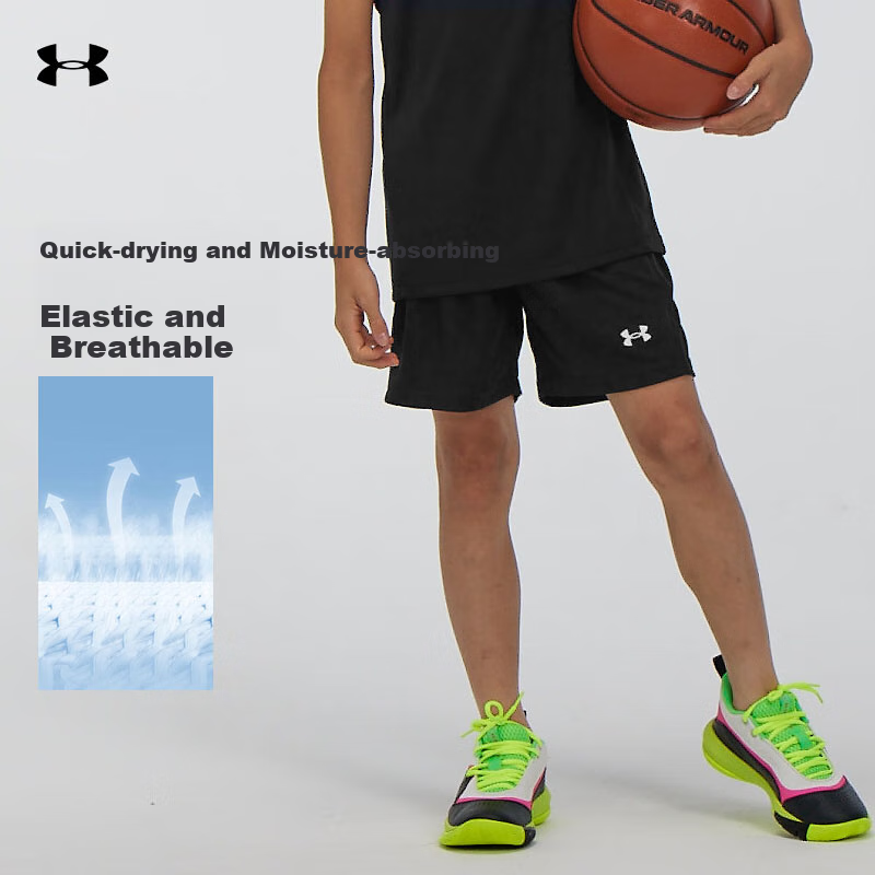 Детские спортивные шорты UNDER ARMOUR для мальчиков, быстросохнущие, для тренировок на открытом воздухе, бега, студенческих соревнований, баскетбольная форма