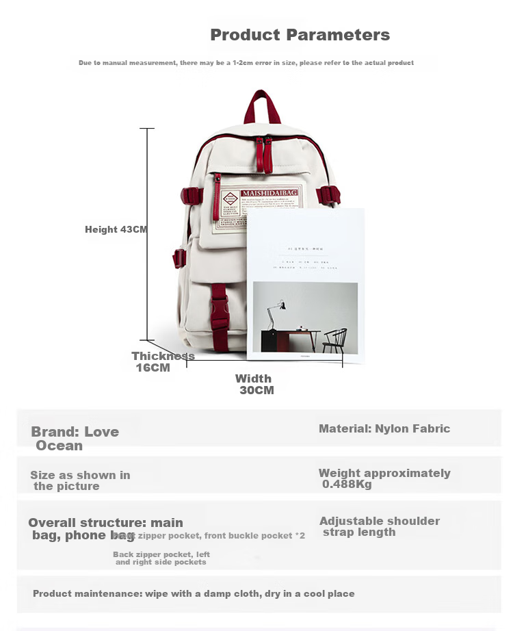 Aiqinghai Backpack for Women, Middle School And College Student Laptop Bag, Large Capacity Canvas Lightweight Casual Fashion Travel Backpack 2