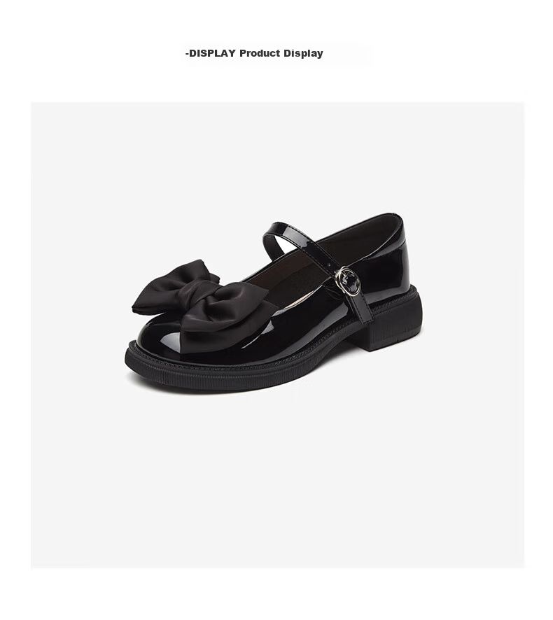 DAPHNE Mary Jane Leather Shoes for Women, Japanese JK Style Flat Soft Sole Bow Tie Flats 4623101026 Black Size 35 14