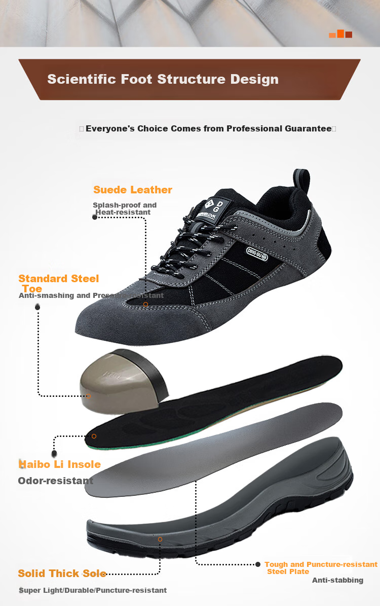 Dinggu Safety Shoes for Men, Lightweight Steel Toe Cap, Wear-Resistant Solid Sole, Anti-Smashing And Anti-Puncture, Construction Site Work JD855hui45 2
