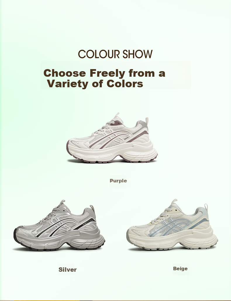 TEENMIX Women's Sneakers, Running Shoes, Height-Increasing Dad Shoes, Silver Sports Shoes, Casual Shoes for Women, New Style, Beige, Size 38 3