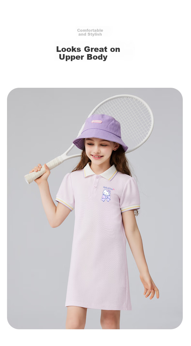 Hello Kitty Girls' Dress, Summer 2025 New Style Children's Clothing, Preppy Style Dress, Girls' POLO Dress, Stylish Summer Outfit 7