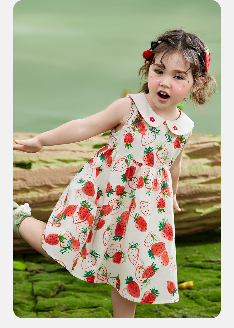 ASK JUNIOR Girls' Summer Dress, Princess Style with Peter Pan Collar, Vacation Children's Dress 8