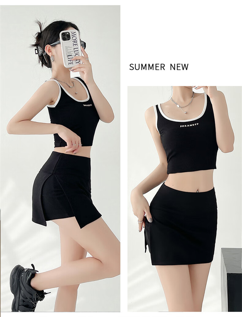 Langsha Split Sports Skirt Pants for Women 2026 New High Waist Slim Hip Hugging A-line Mini Skirt Anti-Exposure 17
