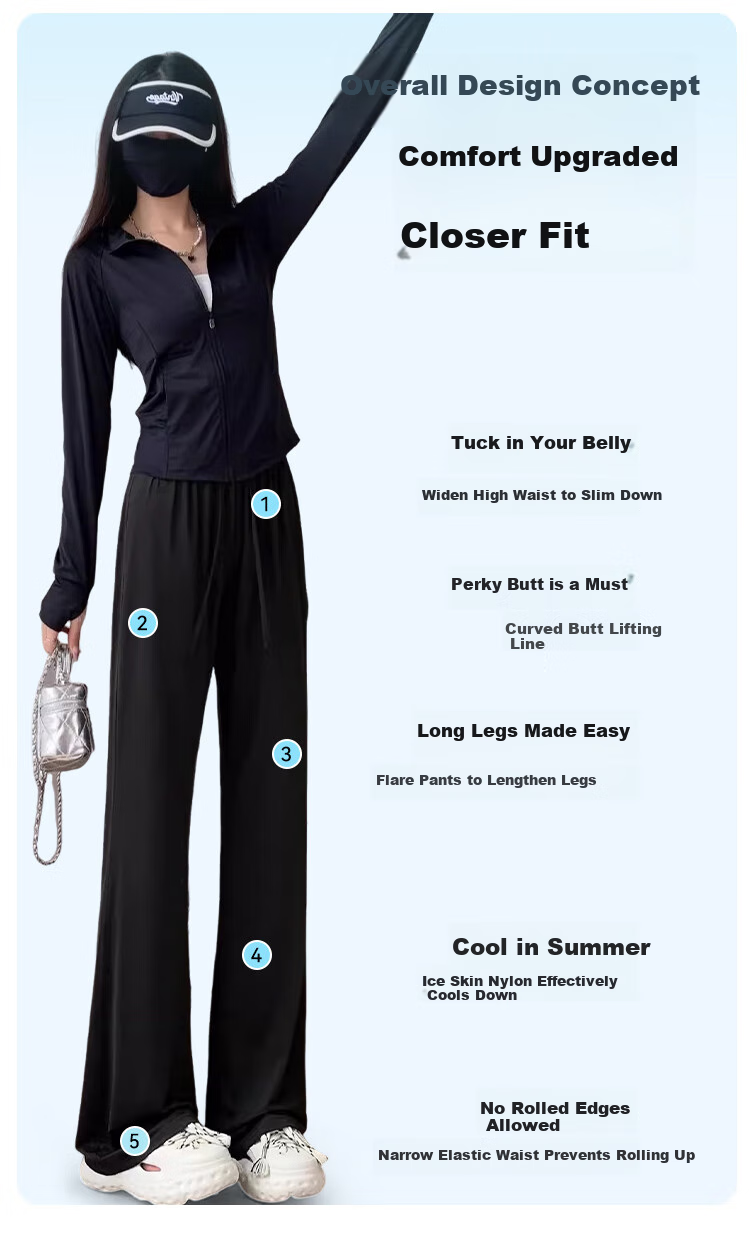 FitonTon UPF50+ Sun Protection Pants, Summer Women's New High-Waisted Slimming Ice Silk Quick-Dry Loose Casual Sun Protection Trousers 3