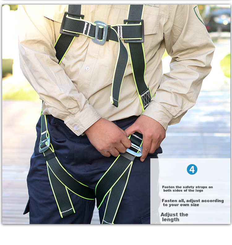 XINGGONG Five-Point Safety Harness, Full-Body Fall Protection Belt for Working at Height, National Standard, Double Large Hooks, 2 Meters, XGD-8 13