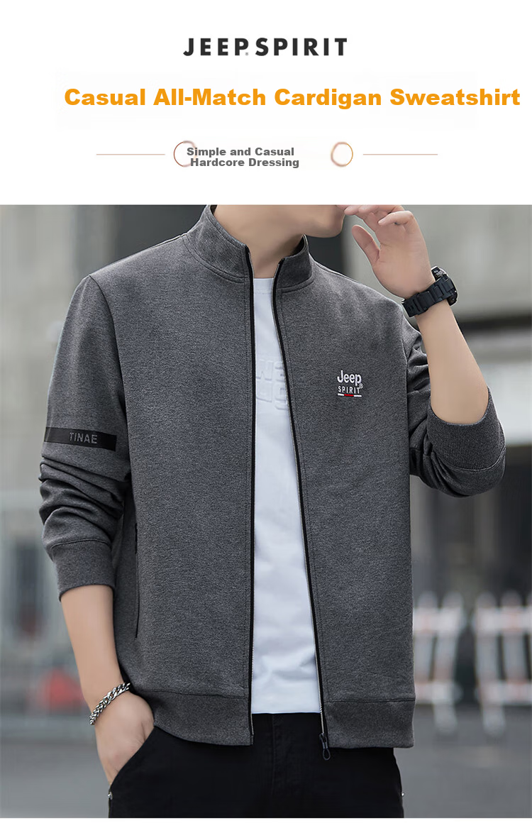JEEP SPIRIT Men's Jacket for Autumn And Winter, Loose-Fitting Casual Trendy Sports Outerwear for Me 1