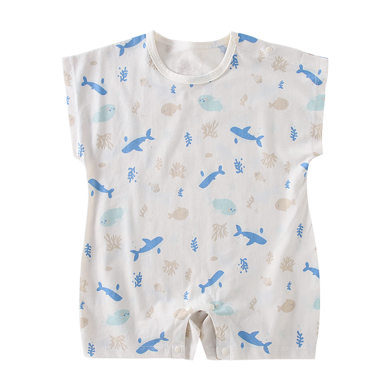 Qiaojiaoya Baby Clothes, Newborn Summer Thin Short-Sleeve Bodysuit, Class A Pure Cotton, Full Moon Baby Sleepwear for Boys And Girls