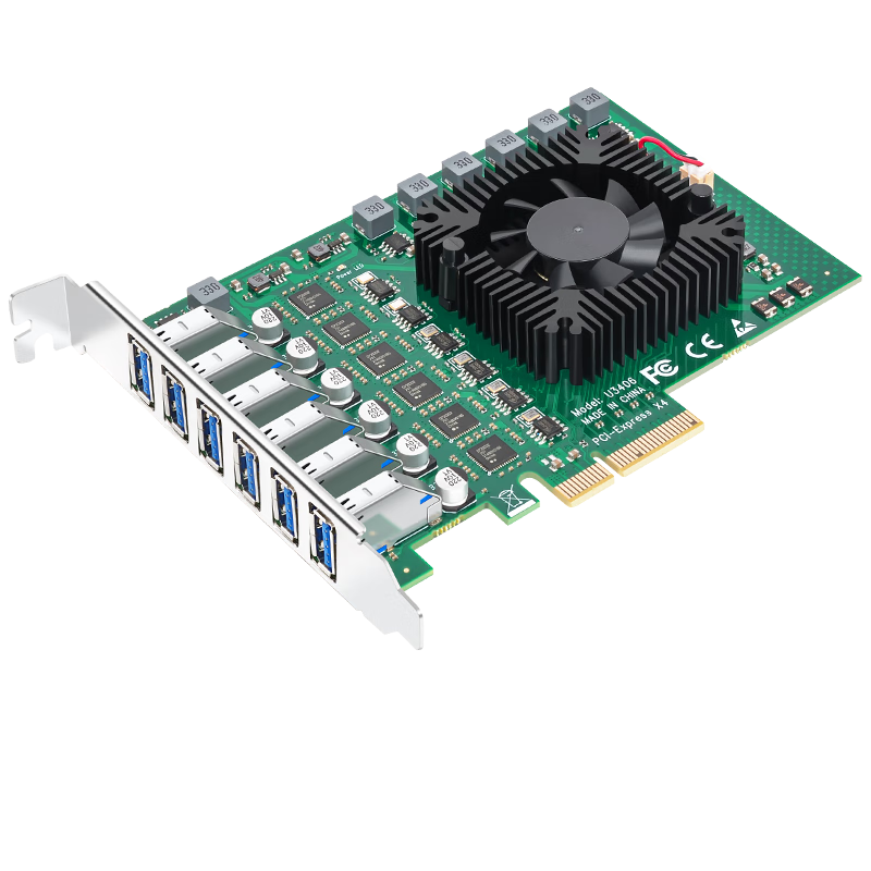EB-LINK PCIE X4 to 6-Port USB3.0 Expansion Card, Independent Six-Channel Computer Posterior USB Acquisition Adapter Card, HUB Concentrator Card, Industrial Camera Fiber Optic Channel Card