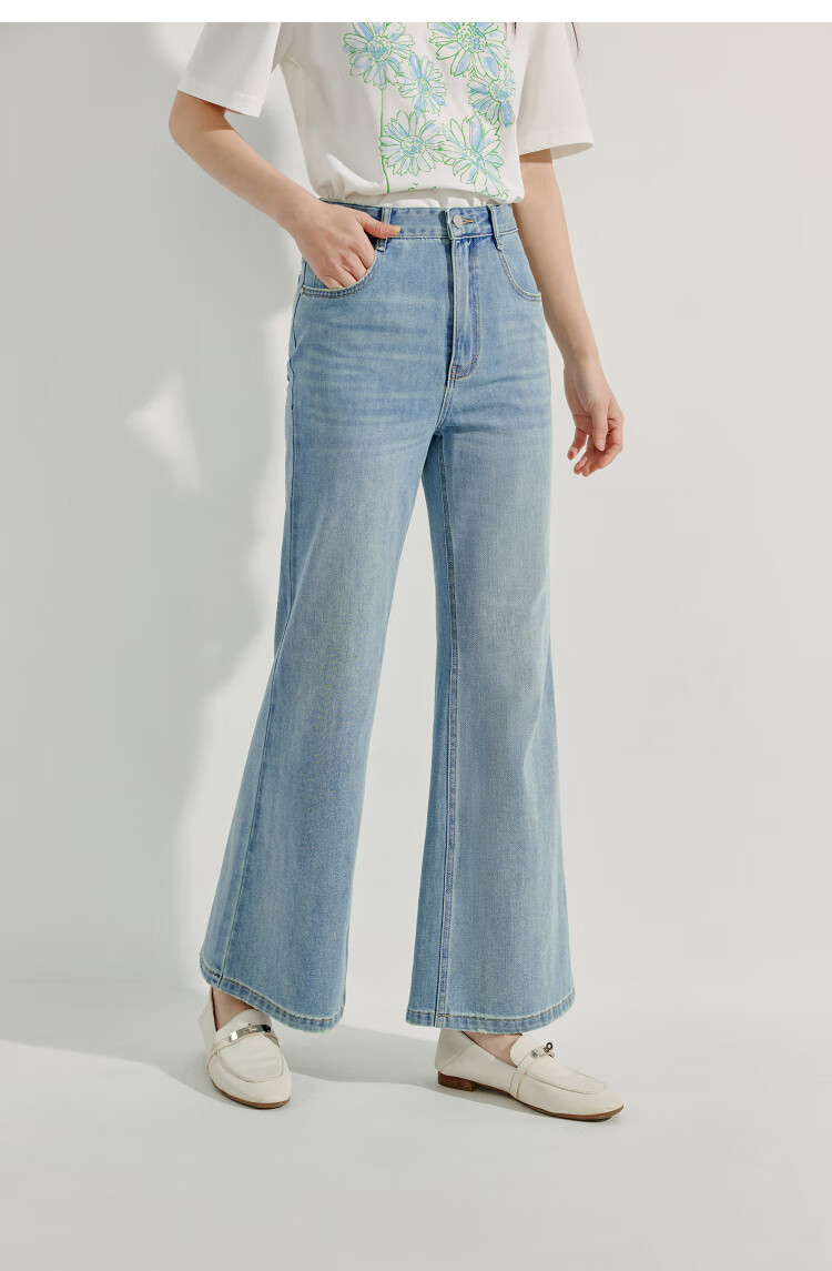 INMAN Vintage Washed Micro-Flare Jeans, 2026 Summer Women's New Style, Commuter Slim-Fit Long Pants, Denim Blue, Size 29 10