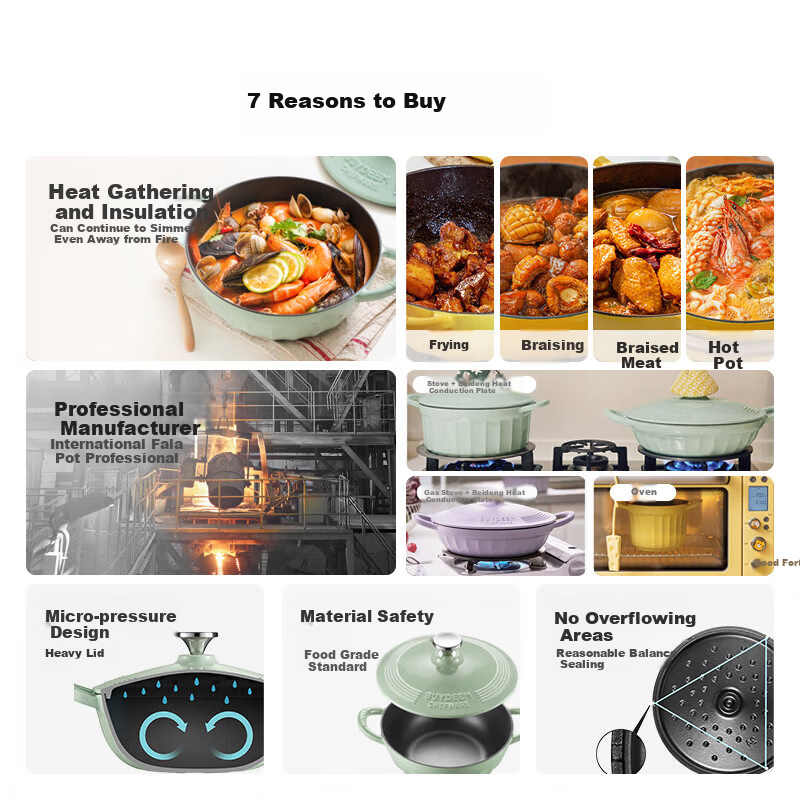 Buydeem [JINGDONG Exclusive] Enamel Cast Iron Pot Braising Stew Pot for Induction Cooker And Gas Stove, Black Enamel 24cm Small Goose Yellow