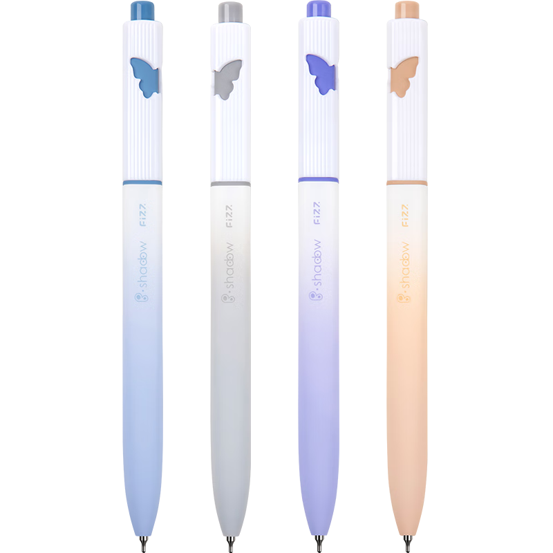 Fizz Quick-Dry Click Gel Pen 0.5mm Low Center of Gravity Dual Ballpoint CS Black Tip Office Signature Pen Student Exam Writing Pen 4-Pack B73017