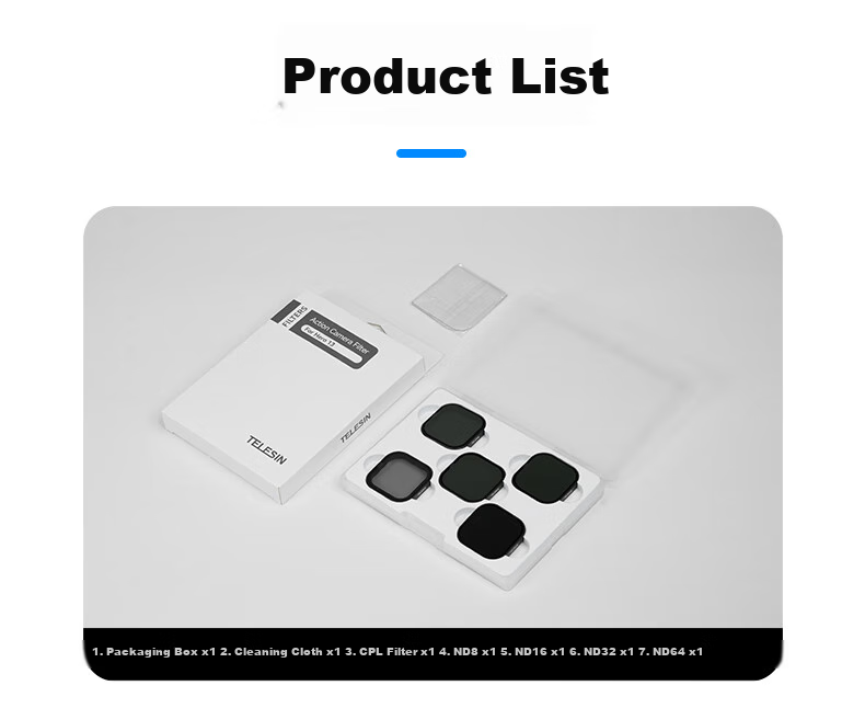 TELESIN Compatible with GoPo13 Filter Set, Including ND Filter, Polarizing Filter, And Sports Camera Filters for GoPro, Including CPL/ND8/ND16/ND32/ND64 11