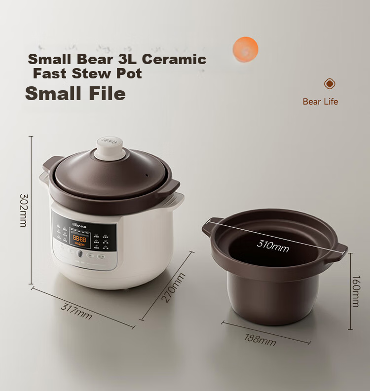 Bear Electric Slow Cooker Soup Pot Baby Food Cooker Porridge Pot Health Small 1-2 Person 1.5L DDG-H15Z6 18