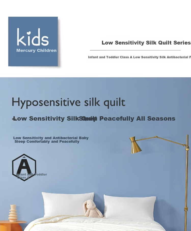 MERCURY Kids Silk Comforter, 100% Mulberry Silk, Two-In Quilt for All Seasons, Class A, Maternal And Infant Use, Approximately 10.2 Jin, 200*230cm 1